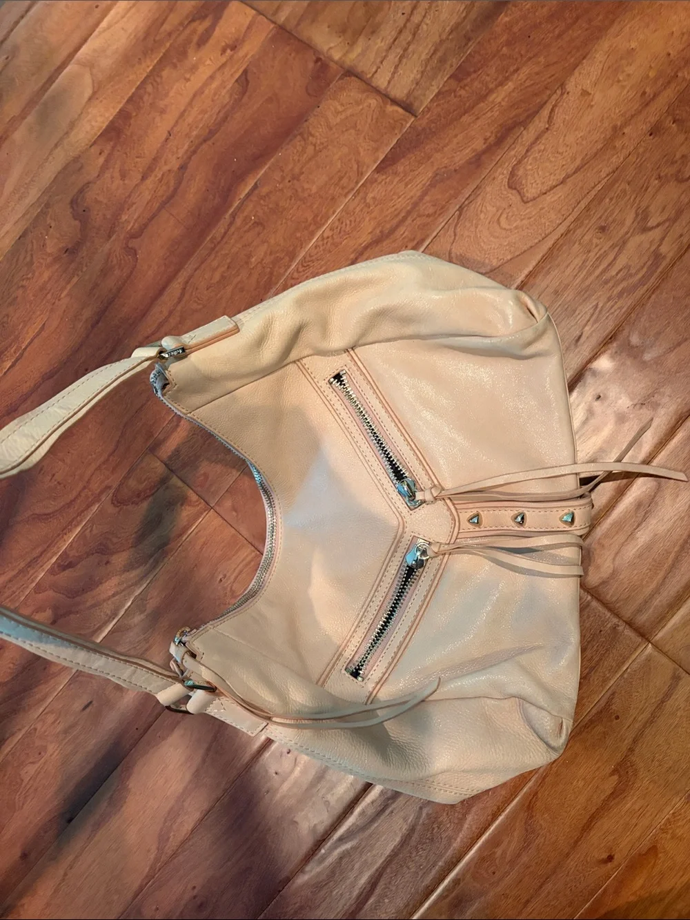 Botkier Trigger Bag Diagonal Zips Leather Tassels In Creme
